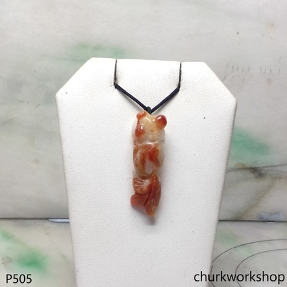 Red jade gold fish pendant