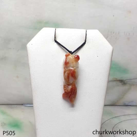 Red jade gold fish pendant