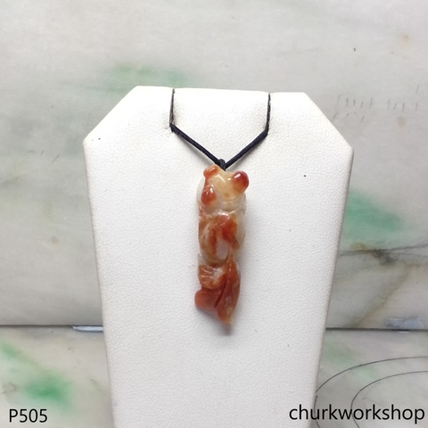 Red jade gold fish pendant