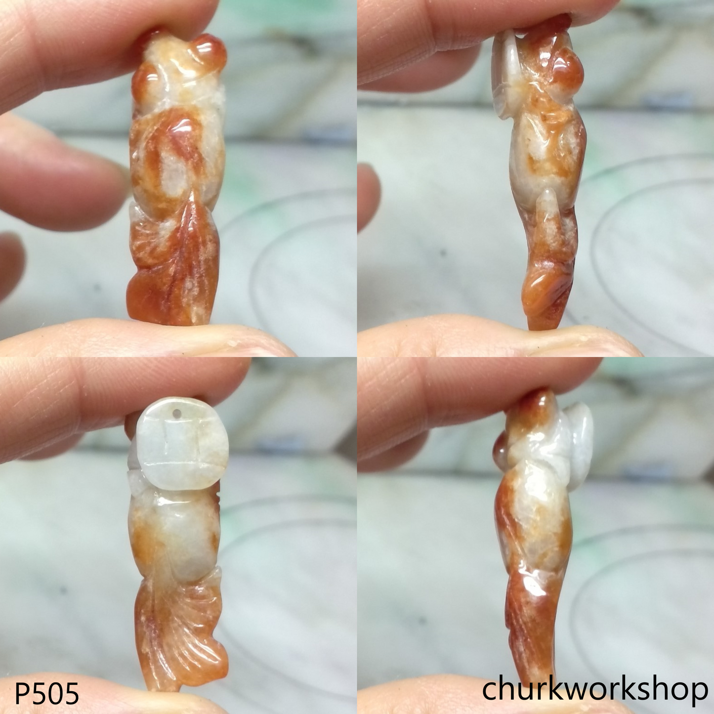 Red jade gold fish pendant