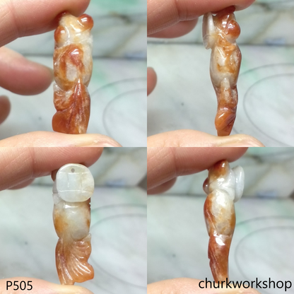 Red jade gold fish pendant