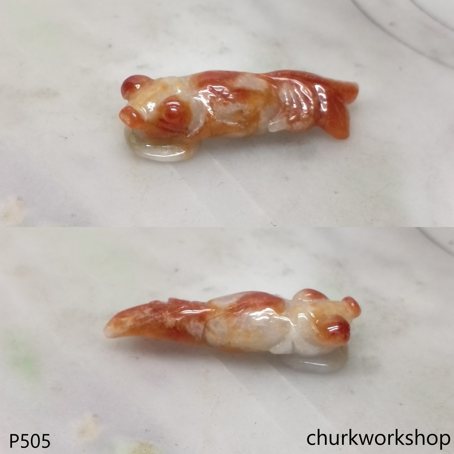 Red jade gold fish pendant