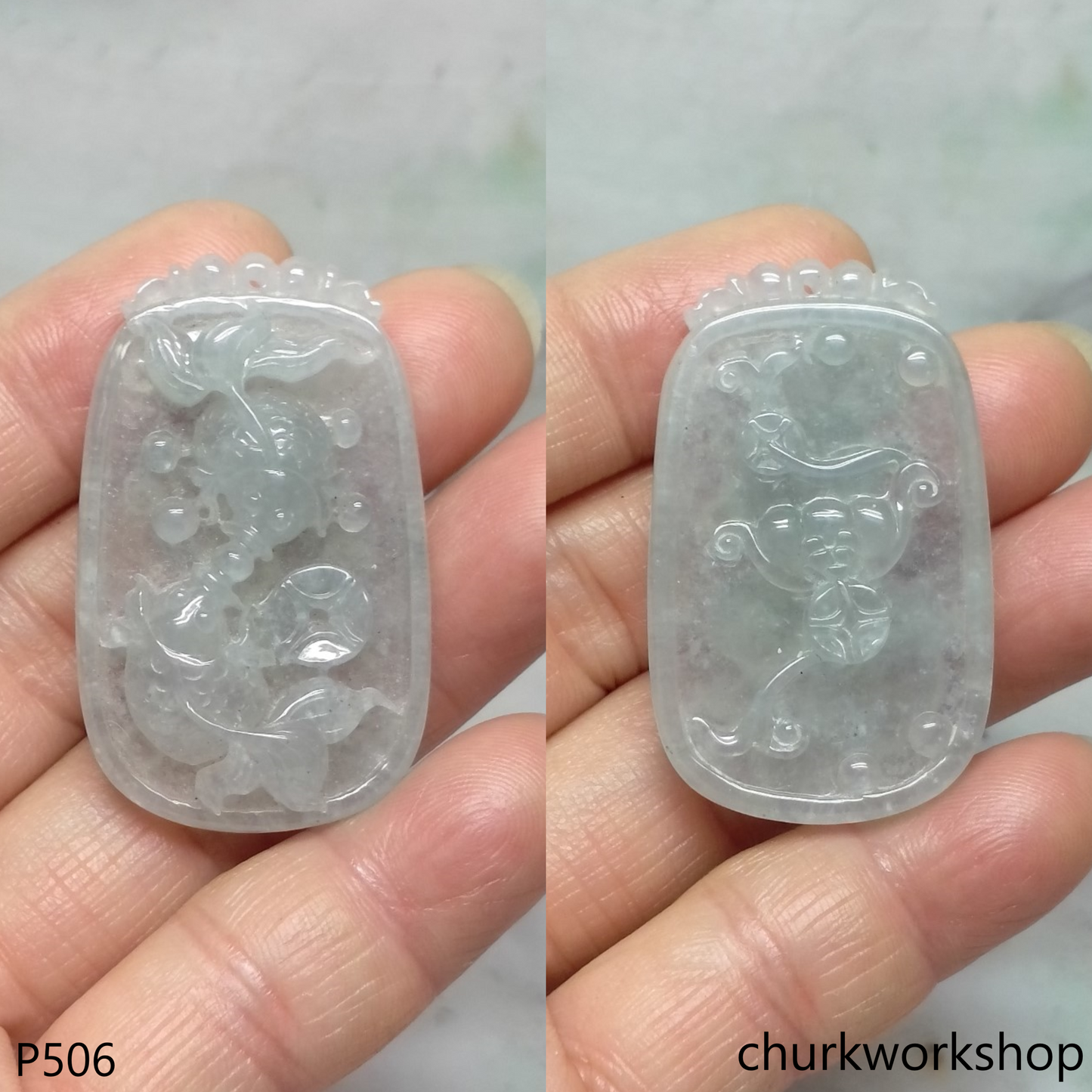 Icy jade gold fish pendant