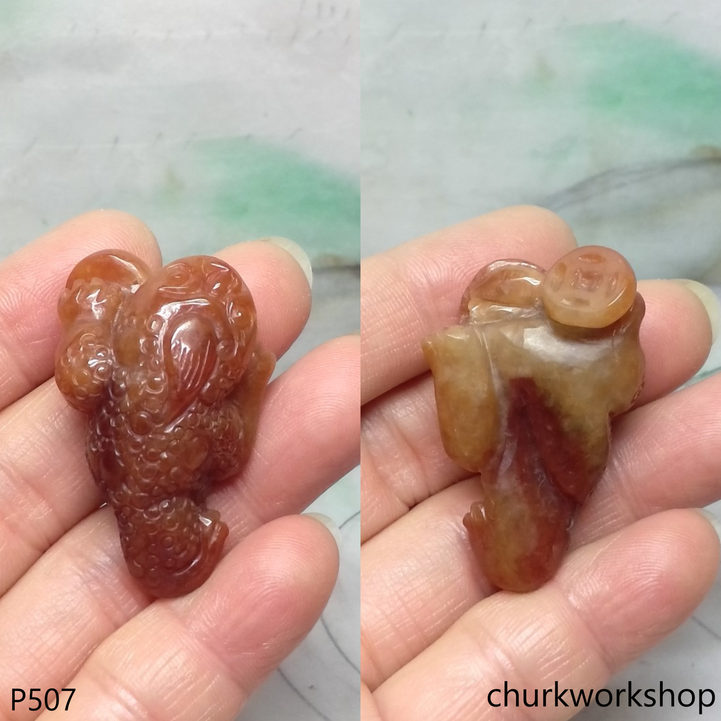 Red lucky toad pendant (蟾蜍)