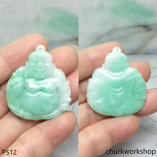 Light green jade happy Buddha pendant