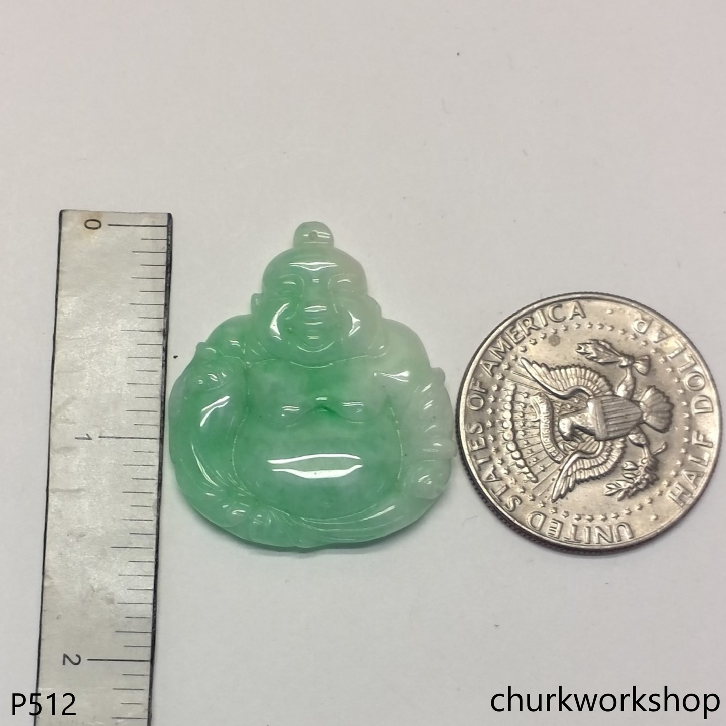 Light green jade happy Buddha pendant