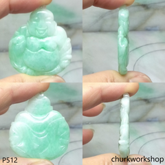 Light green jade happy Buddha pendant