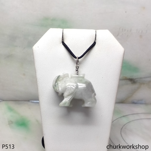 Jade elephant pendant with silver bail