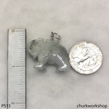 Jade elephant pendant with silver bail
