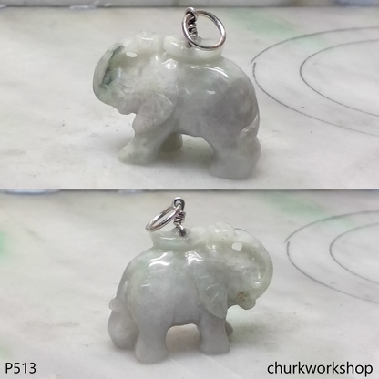 Jade elephant pendant with silver bail