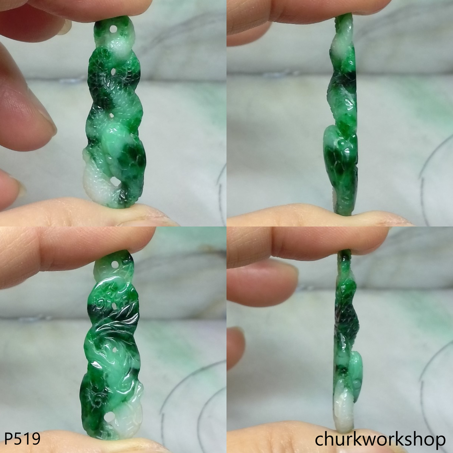 Green jade snake pendant.