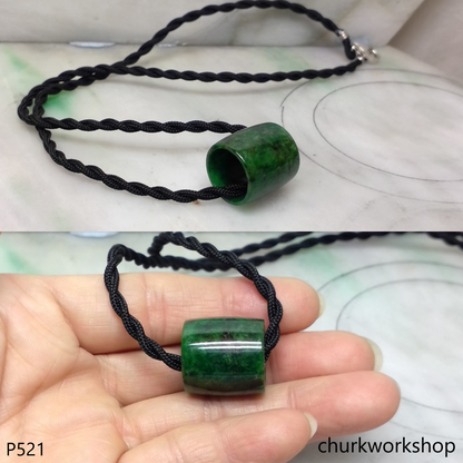 Dark green jade tubes necklace