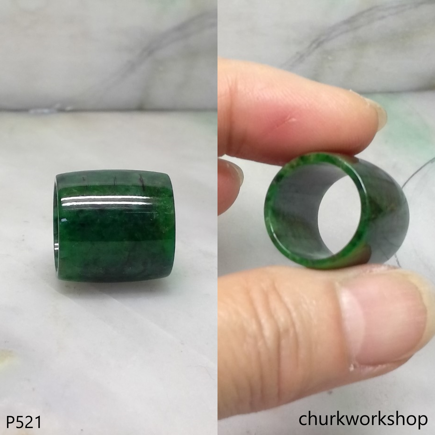 Dark green jade tubes necklace