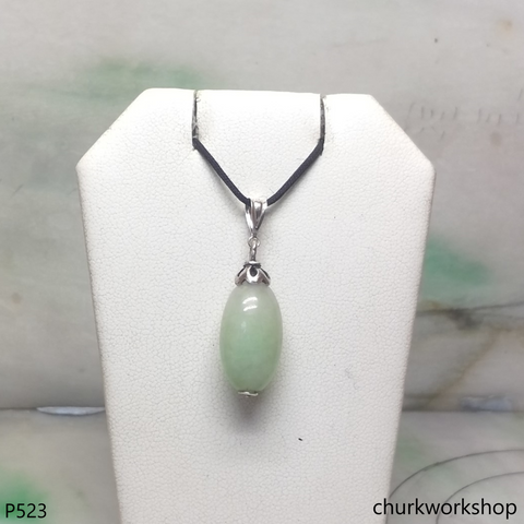 Light green long jade bead pendant