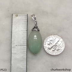 Light green long jade bead pendant