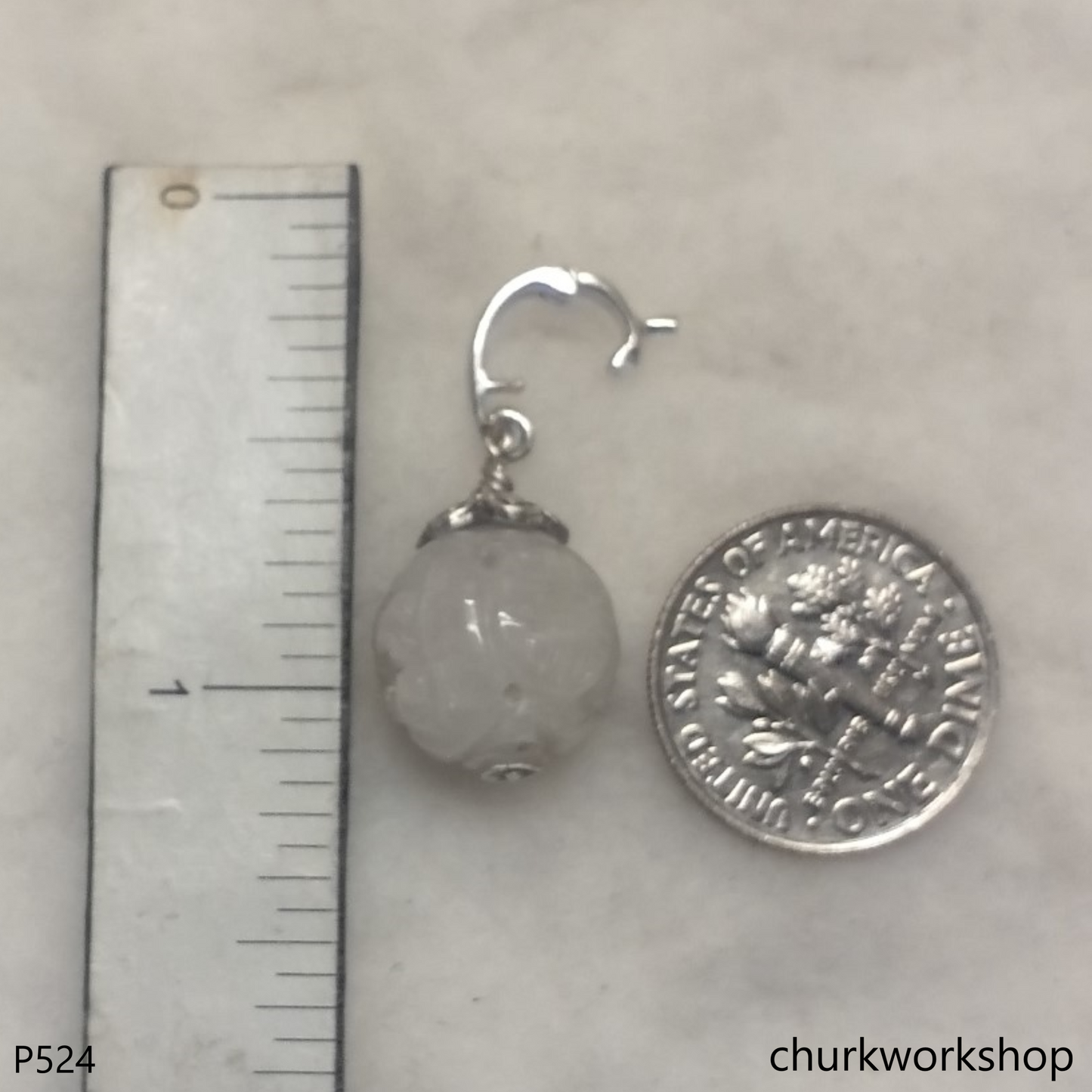 Lavender carved jade bead pendant
