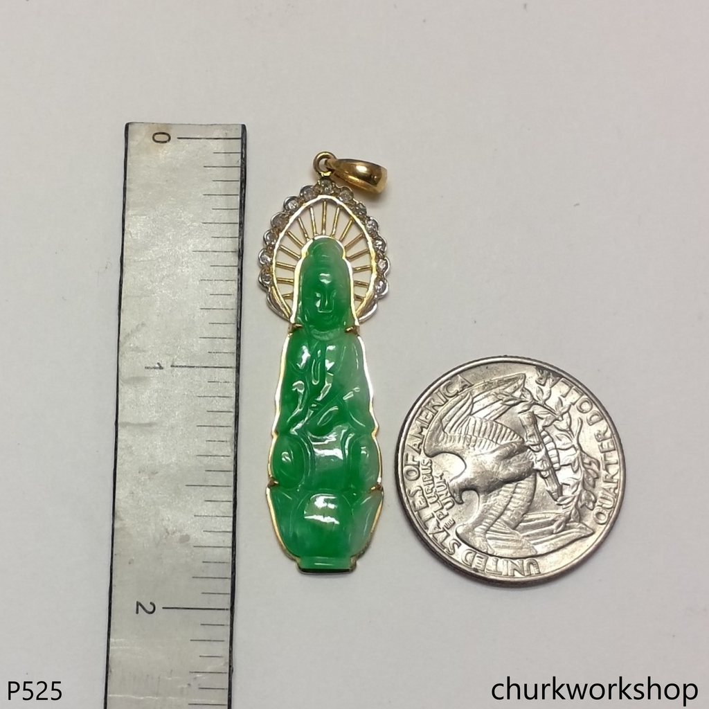 14k Yellow Gold Jade Buddha Pendant 25mm | heavenjewellers