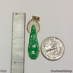 18K yellow gold jade lady Buddha pendant