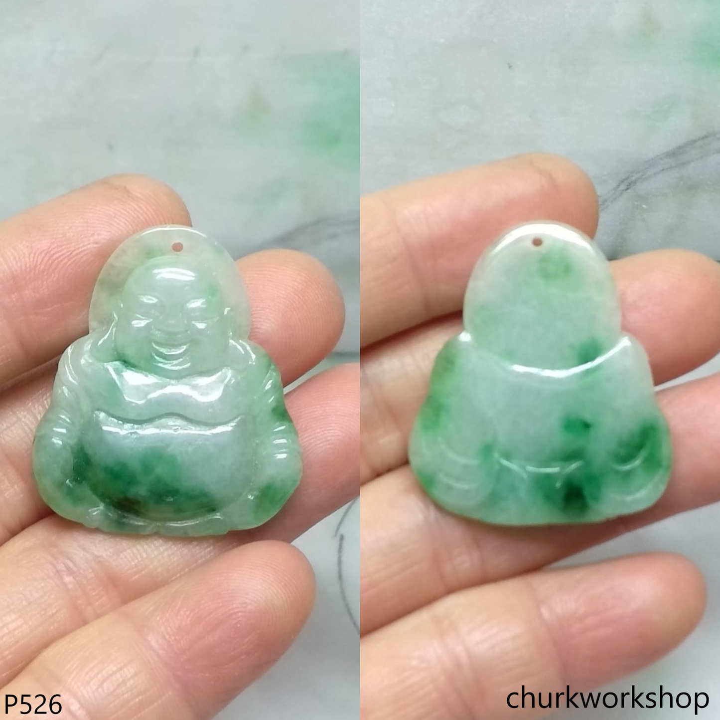 Jade happy Buddha pendant