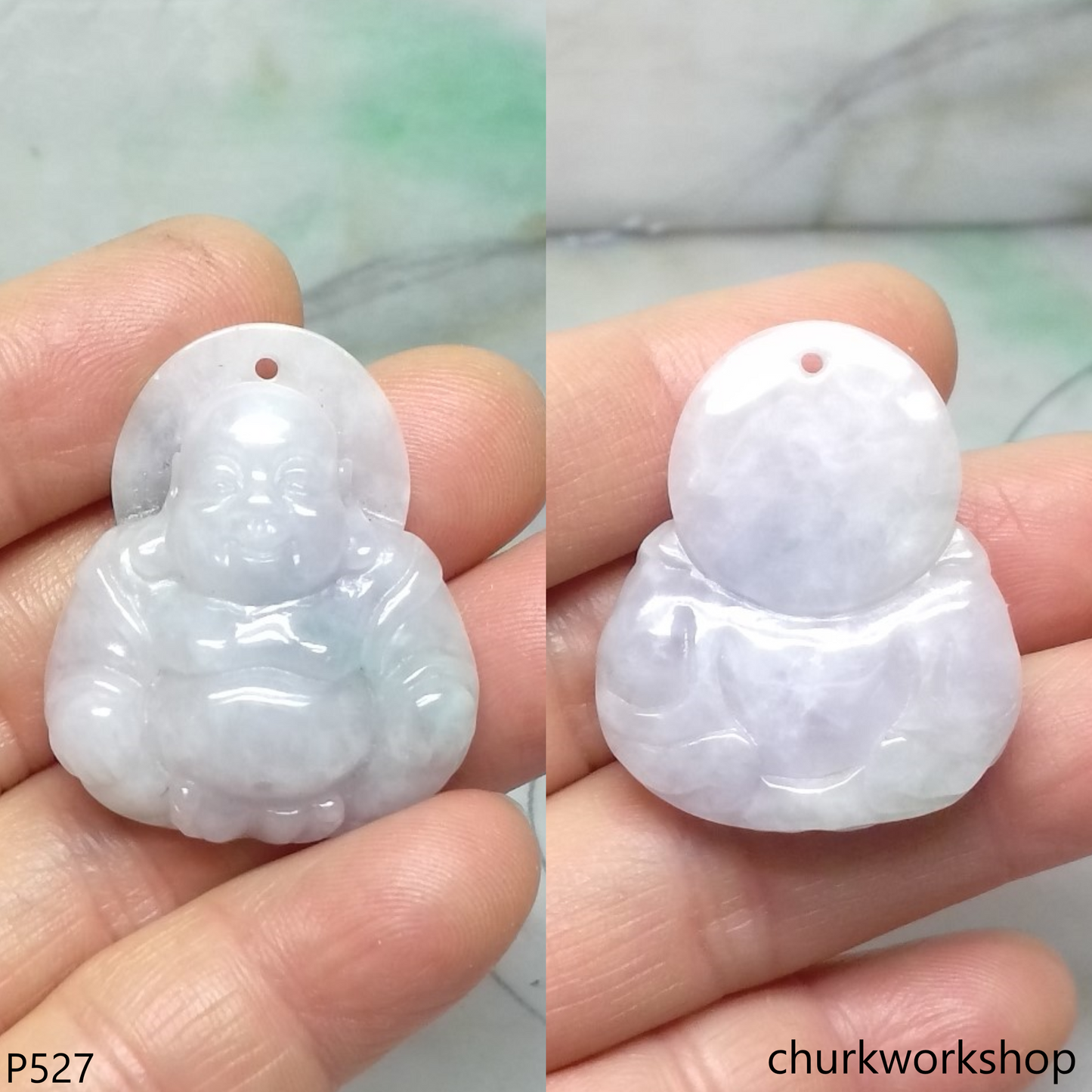 Pale lavender jade happy Buddha