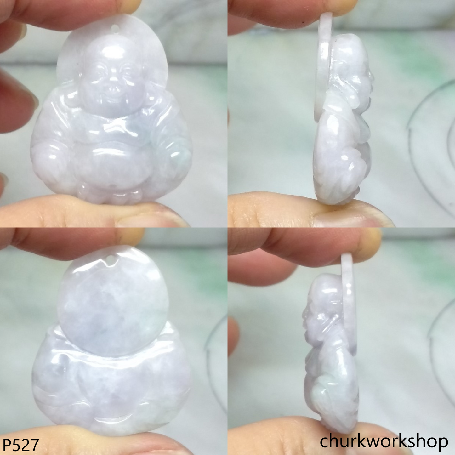 Pale lavender jade happy Buddha