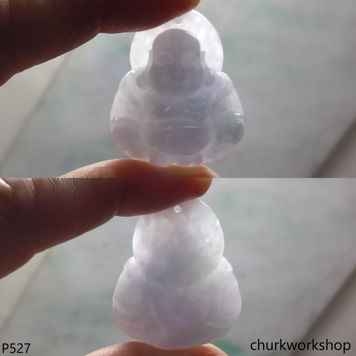 Pale lavender jade happy Buddha