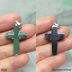 Sterling silver jade cross pendant