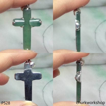 Sterling silver jade cross pendant