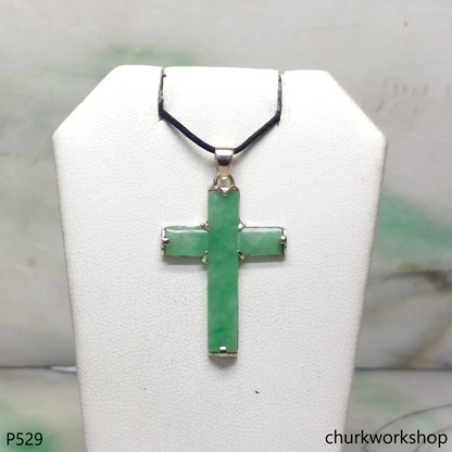 14k jade cross pendant