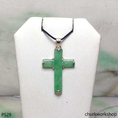 14k jade cross pendant