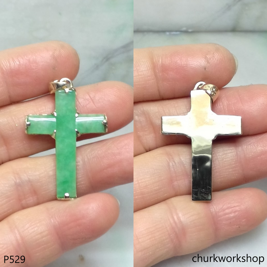 14k jade cross pendant