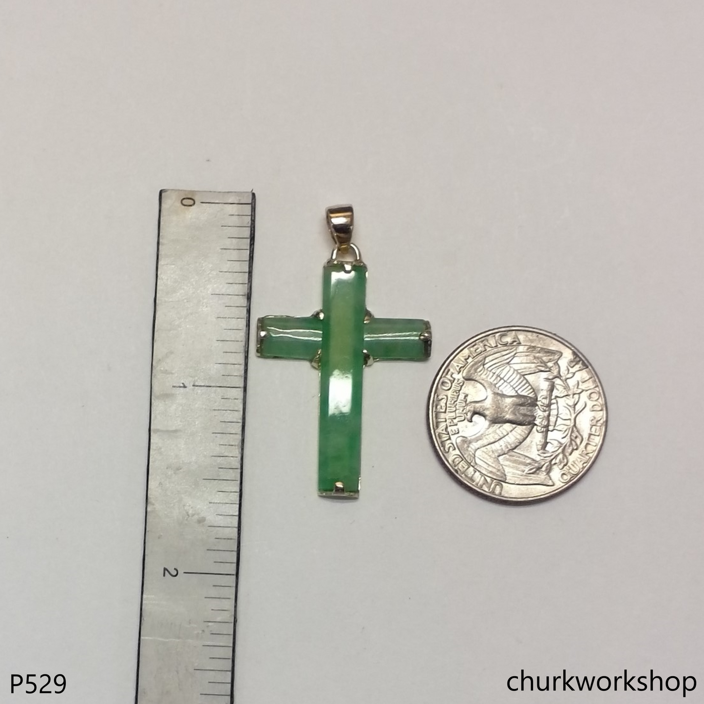 14k jade cross pendant