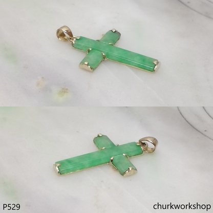 14k jade cross pendant