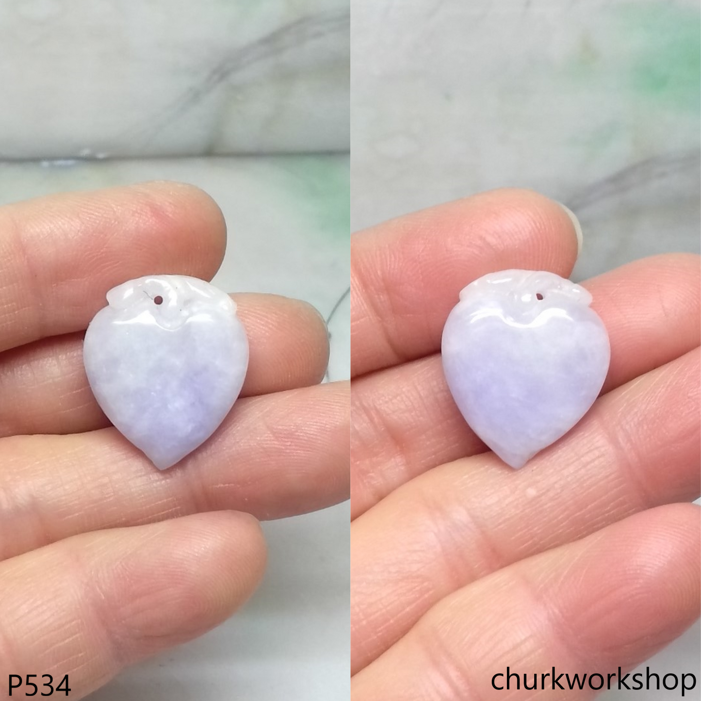 Small lavender jade peach pendant