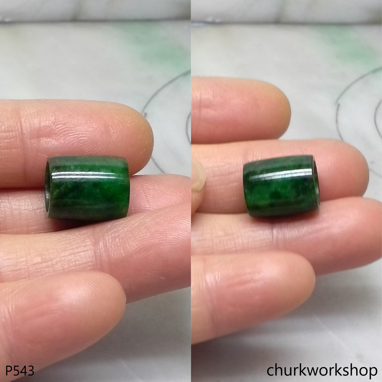 Reserved for TongLing      Dark green jade tubes necklace