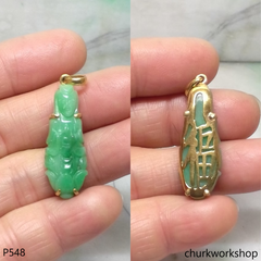 18K yellow gold jade lady Buddha pendant