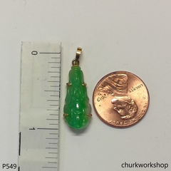 Small 18K yellow gold jade lady Buddha pendant