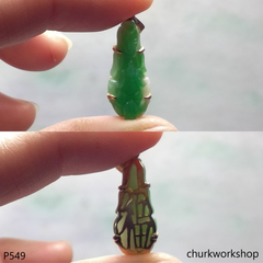 Small 18K yellow gold jade lady Buddha pendant