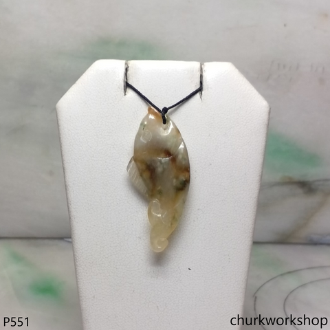 Multi-color jade fish pendant
