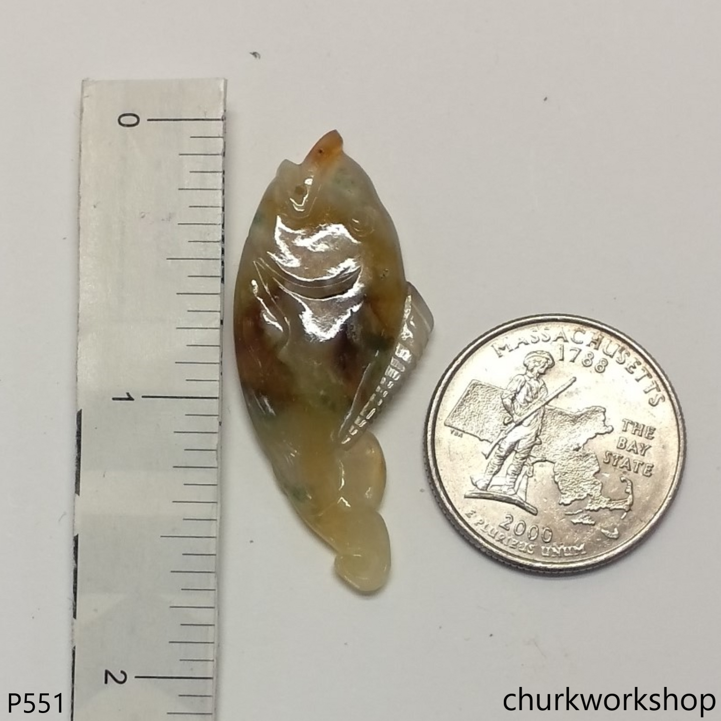 Multi-color jade fish pendant