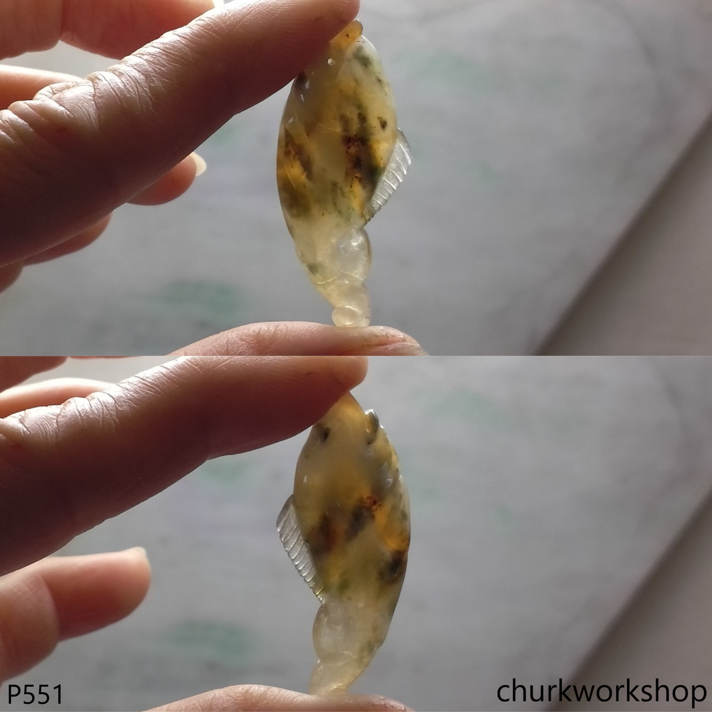 Multi-color jade fish pendant