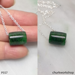 Dark green jade tubes necklace