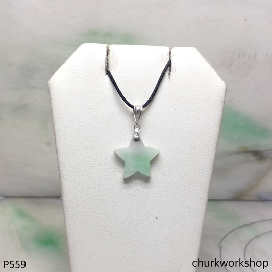 Small pale green jade star pendant
