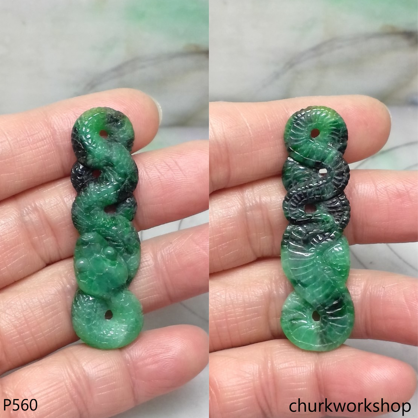 Green jade snake pendant.
