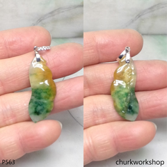 Small multi-color jade pea pendant