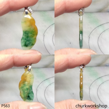 Small multi-color jade pea pendant