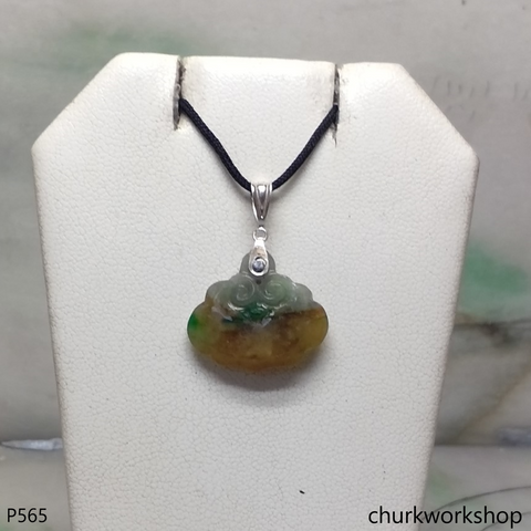 Multi-color small jade Ruyi (如意) pendant