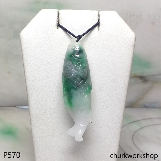 Reserved for Julie   Jade Koi fish pendant