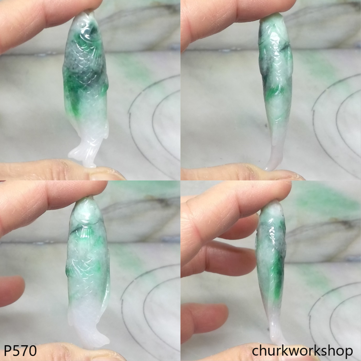 Reserved for Julie   Jade Koi fish pendant
