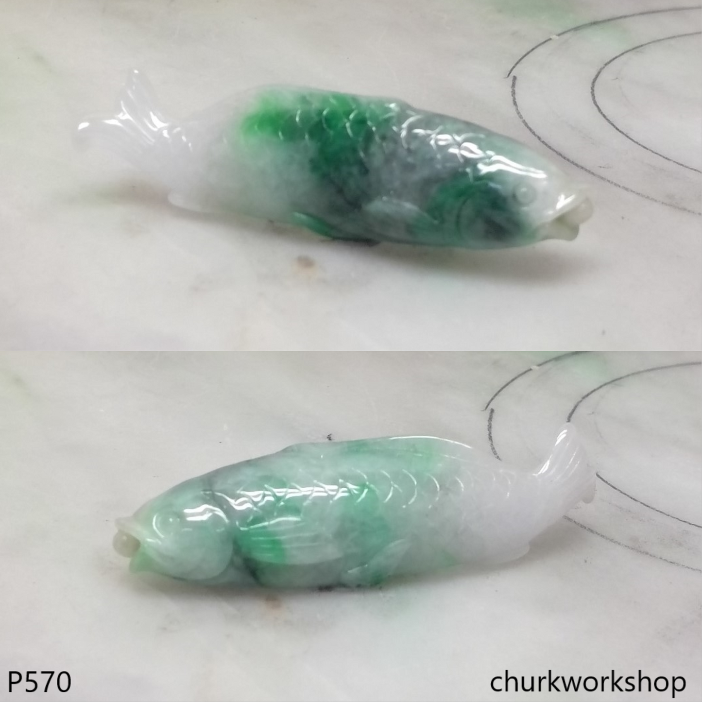 Reserved for Julie   Jade Koi fish pendant